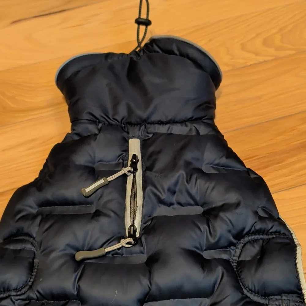 Dog Navy Puffer Jacket with Hood And Fleece Outfit